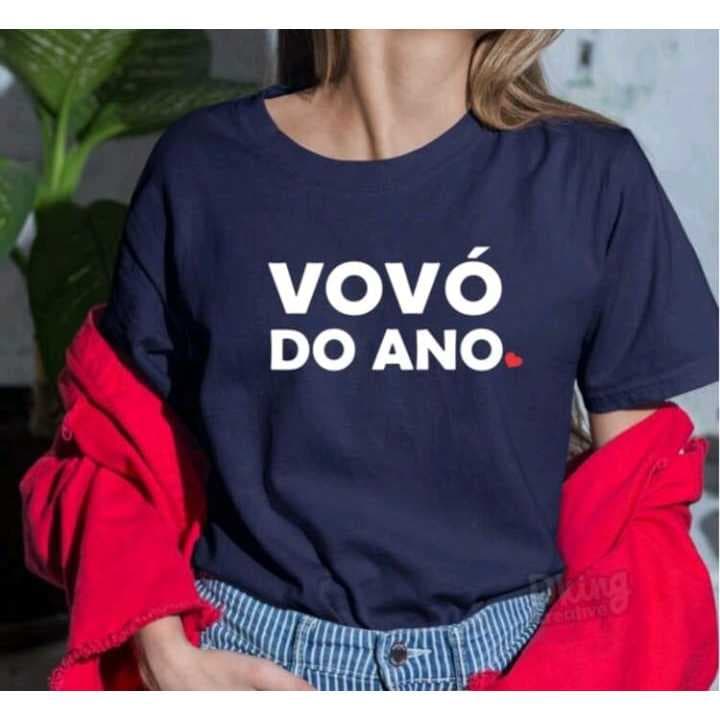 Camiseta Baby Look Estampada Vovó Do Ano Malha Algodão Premium Lançamento