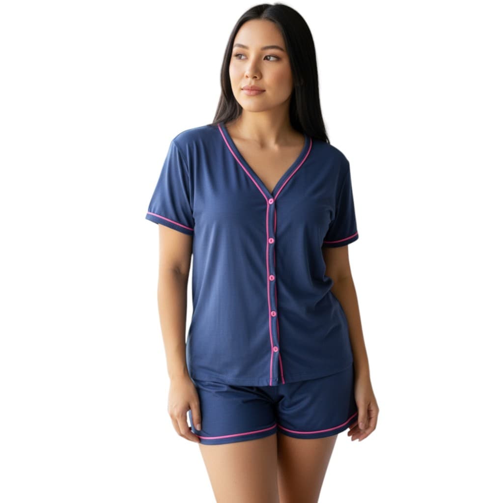 Pijama Americano Amamentação em Malha Blogueirinha com botões