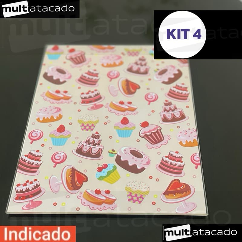 Tábua  de Corte  Vidro Temperado 20x30 Fofa de Cupcake Linda para sua Cozinha.