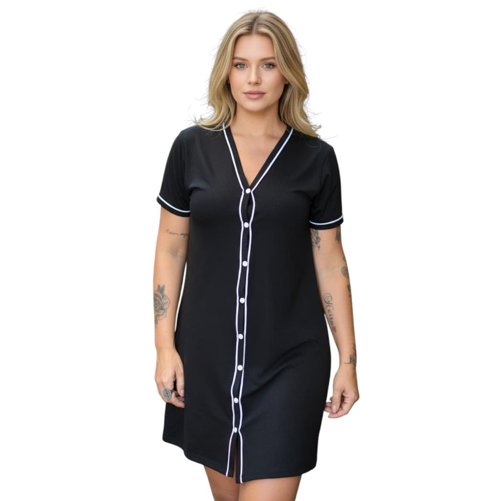 Camisola Amamentação Meia Manga com Botões Cirúrgica de Malha de Qualidade