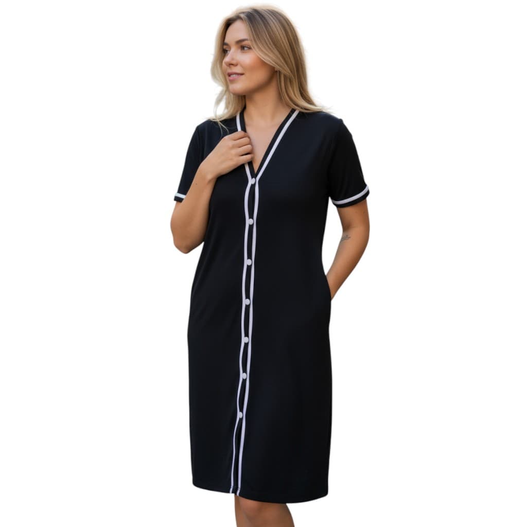 Camisola Amamentação Americana com Abertura Frontal Botões em Malha Blogueirinha