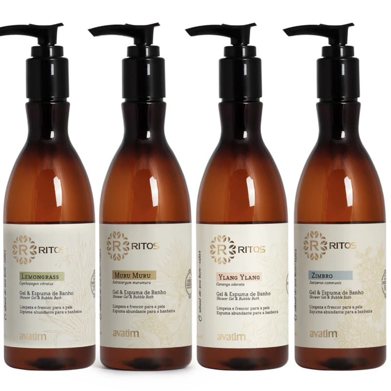 Gel & Espuma de Banho Ritos Avatim 250ml – Lemongrass, Muru Muru, Ylang Ylang e Zimbro