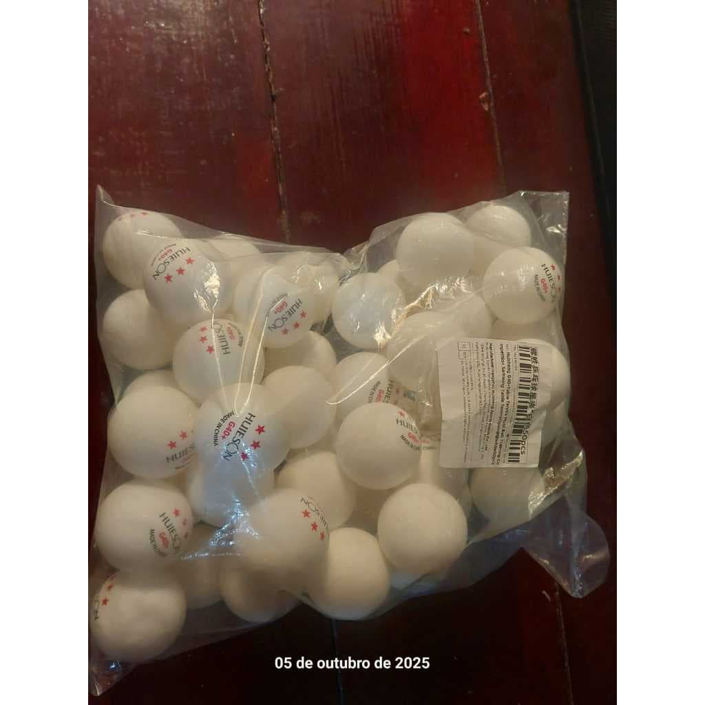 Promoção Kit com 50 Bolas de tênis de mesa profissional Huieson G40+ 3 estrelas- cor branca
