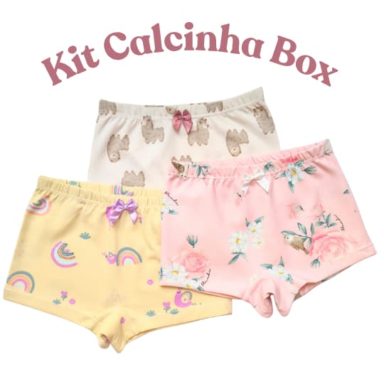 Calcinha Infantil Menina Box Boxer Shorts Segurança Algodão Cotom Tapa Fralda Cueca Menina Desfralde