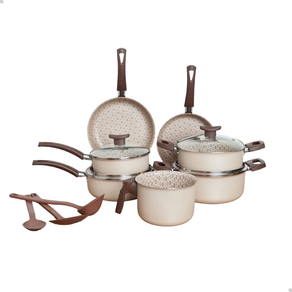 Conjunto De Panelas D'itália Disegno 10 Peças Alumínio Antiaderente Teflon Caneca Frigideira