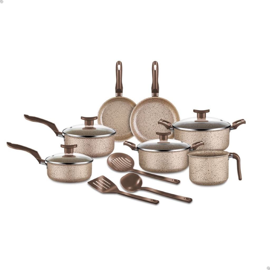 Jogo De Panelas D'itália 10 Peças Teflon Antiaderente teflor alumínio caneca