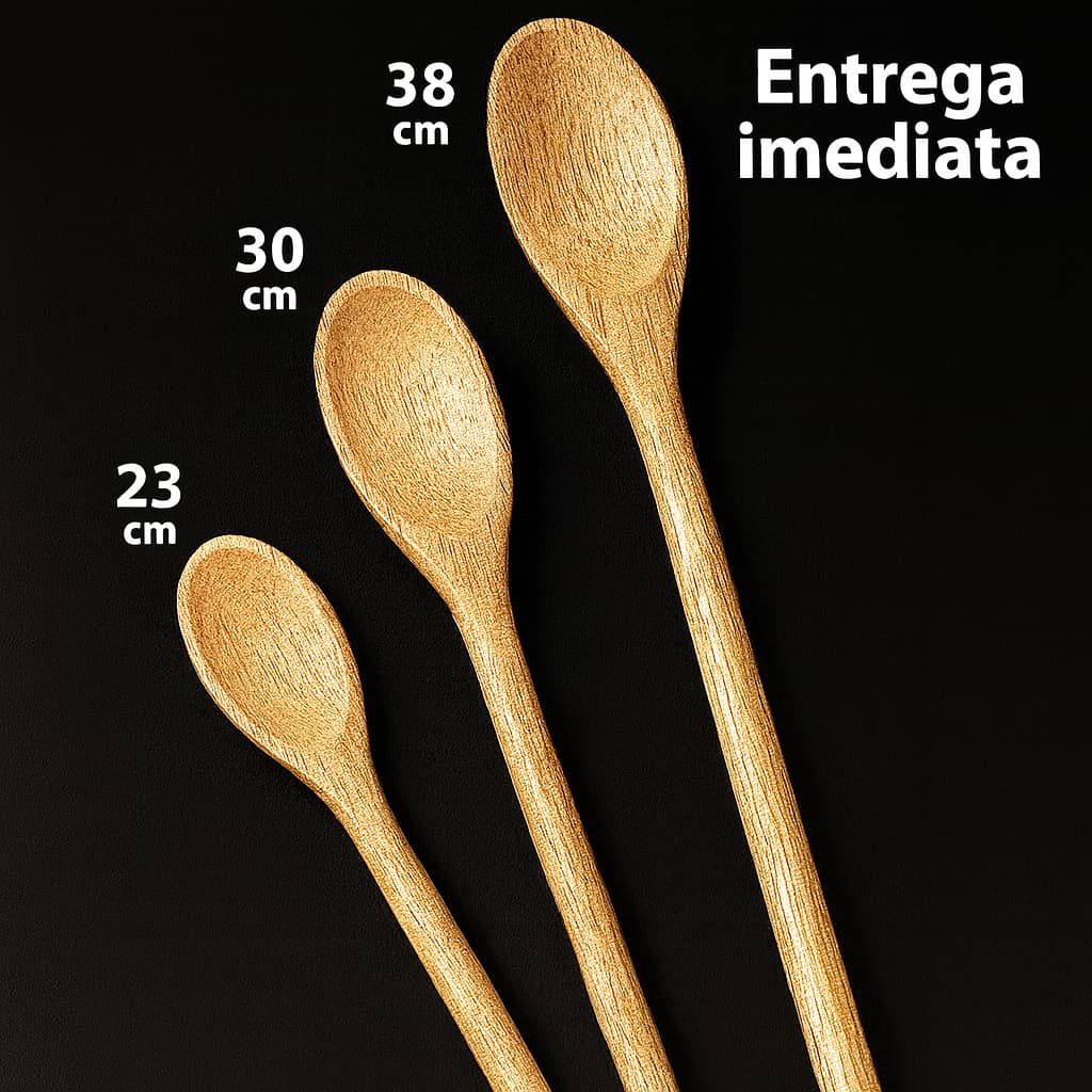 Colher de pau madeira em pinus para cozinha.