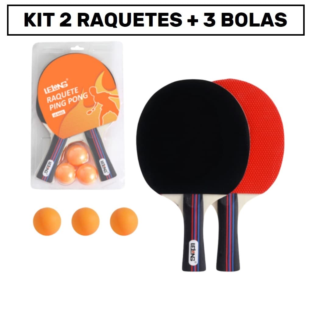 Kit 2 Raquetes Ping Pong Tênis De Mesa Profissional + 3 Bolas