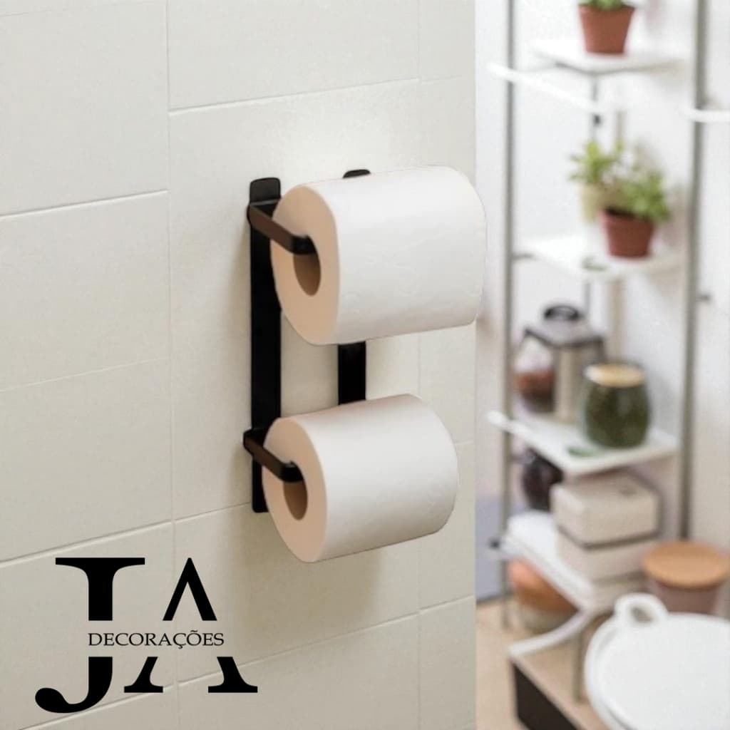 Suporte Porta Papel Higiênico Parede Preto