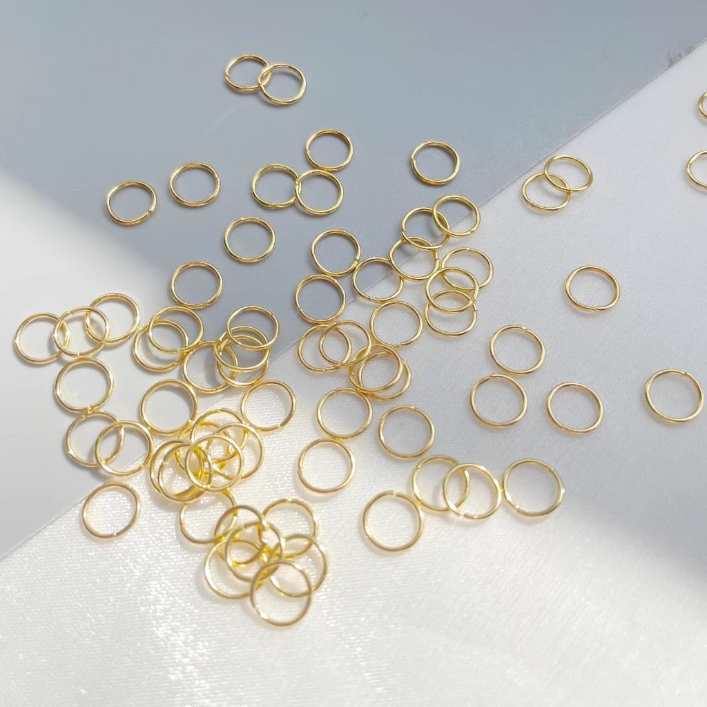 Elos de metal dourado/prateado para joias - Vários tamanhos (4/5/6/7/8/10 mm)