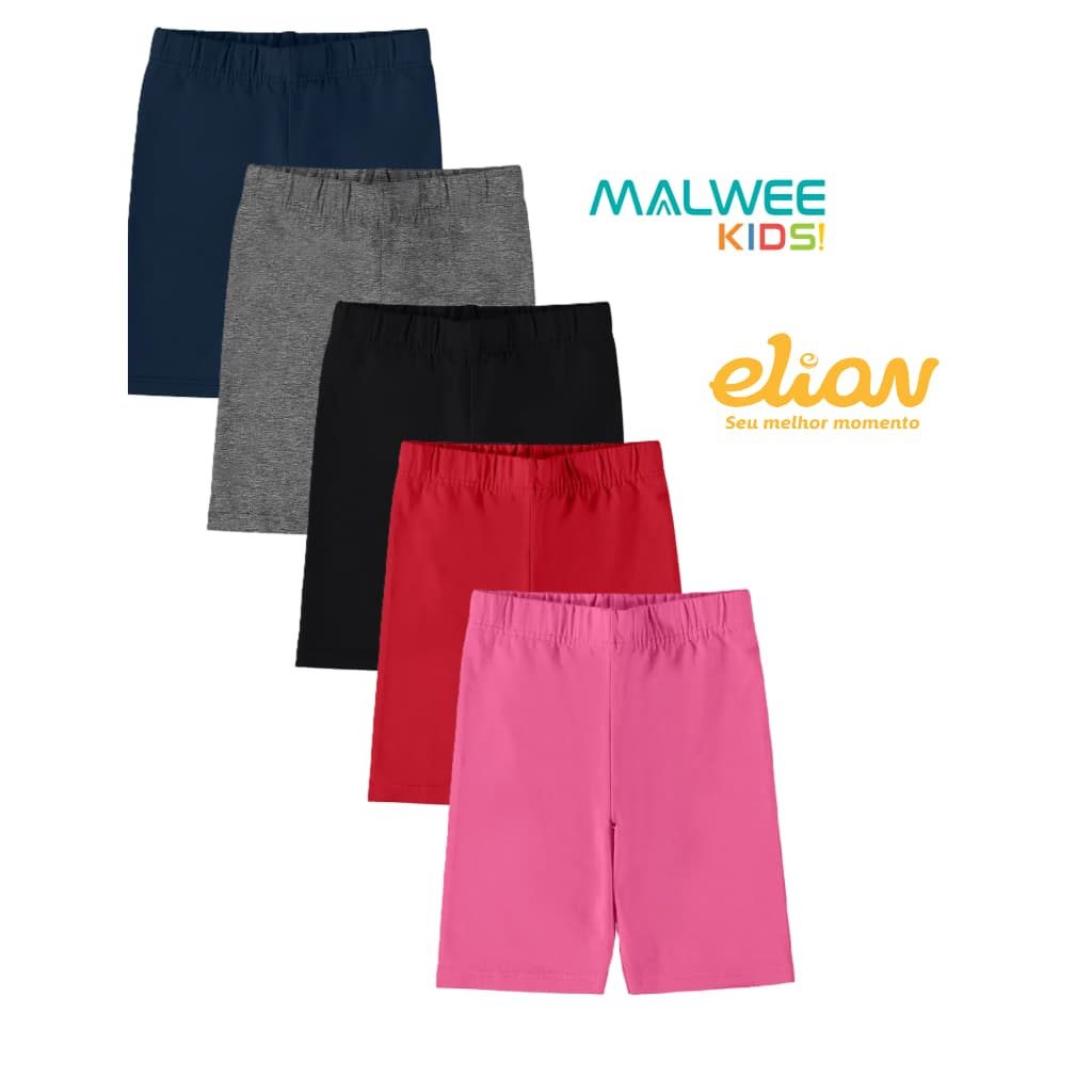 BERMUDA ELIAN E MALWEE CICLISTA DE COTTON INFANTIL MENINA- Tamanho 1 ao 18