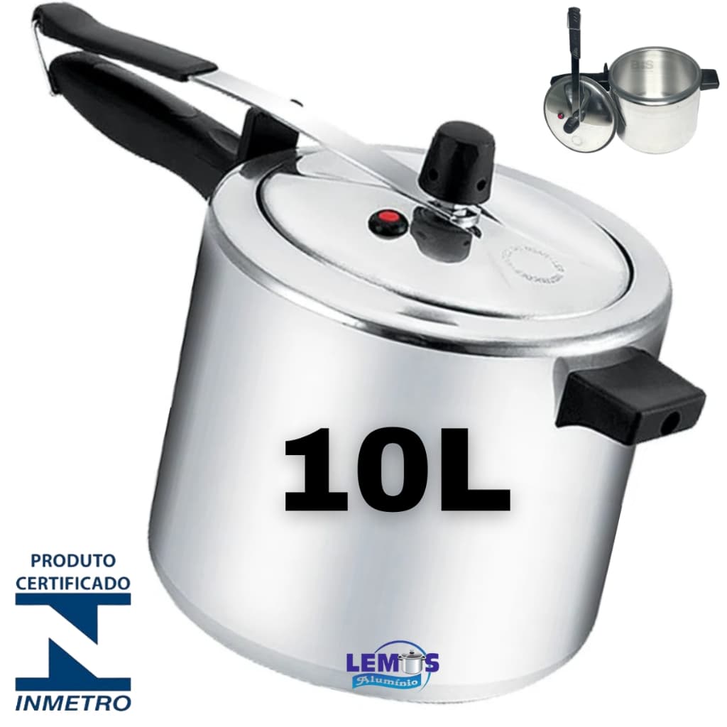 Panela De Pressão 10 Litros Com Ótima Pressao Capacidade 10L Testada e Certificada Pelo Inmetro