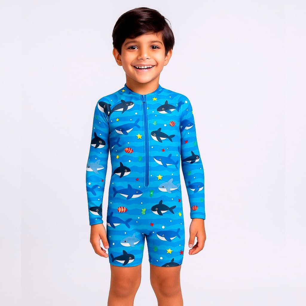 Macacão Infantil Praia Banho Masculino Proteção Solar Uv Natação Surf Piscina 4 6 8 anos