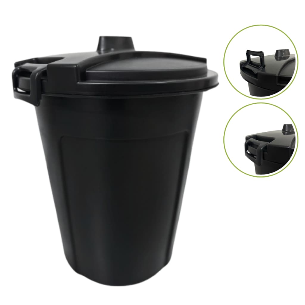Lixeira P/ Cozinha 60 Litros Preta C/ Tampa + Trava