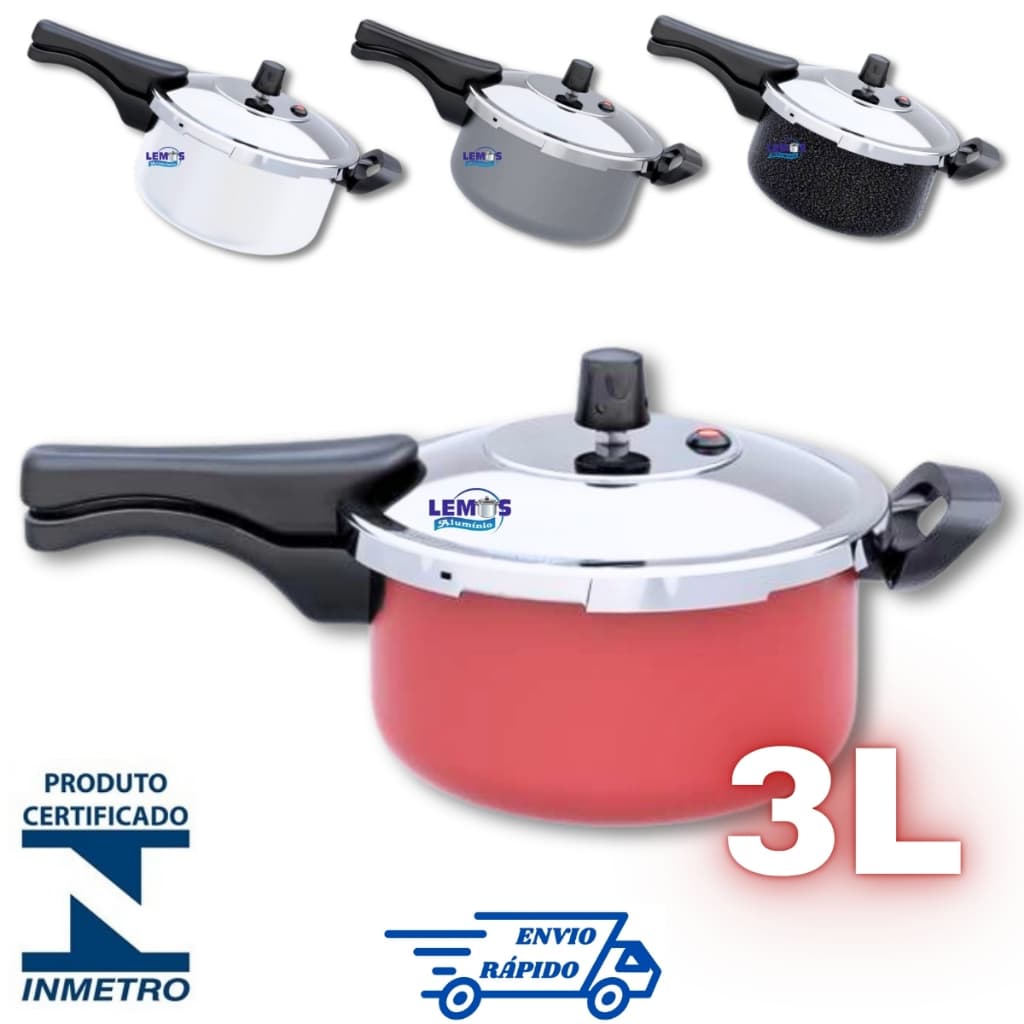 Panela De Pressão Fechamento Externo 3 Litros Cozimento Rapido Otima Pressão Certificado Inmetro