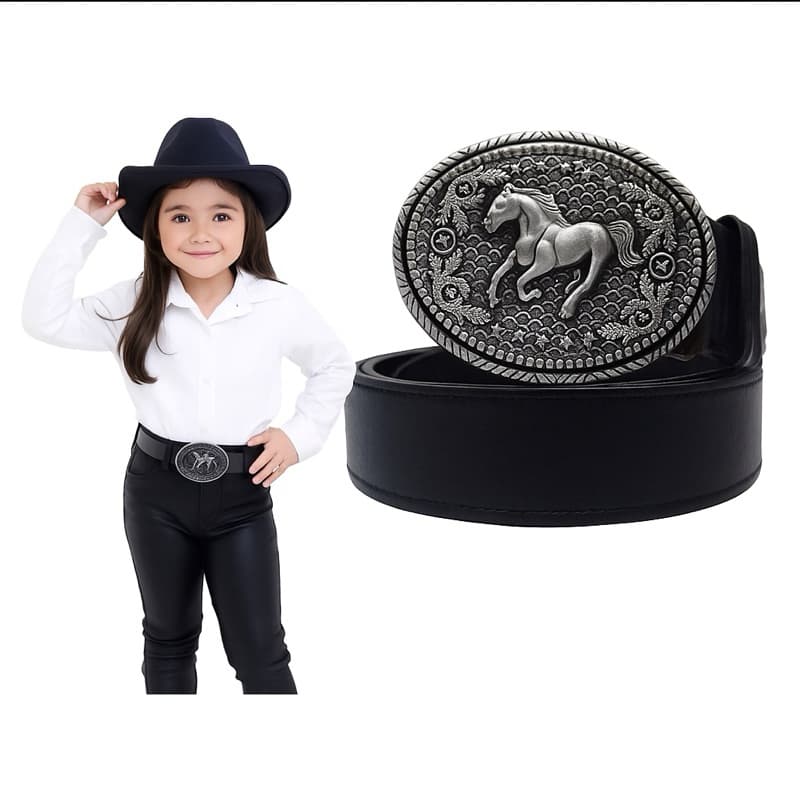 Cinto Country FEMININO INFANTIL PREMIUM- Rodeio Cowgirl infantil Lindo-cintinho infantil de cavalo "COURO E AÇO INOX"