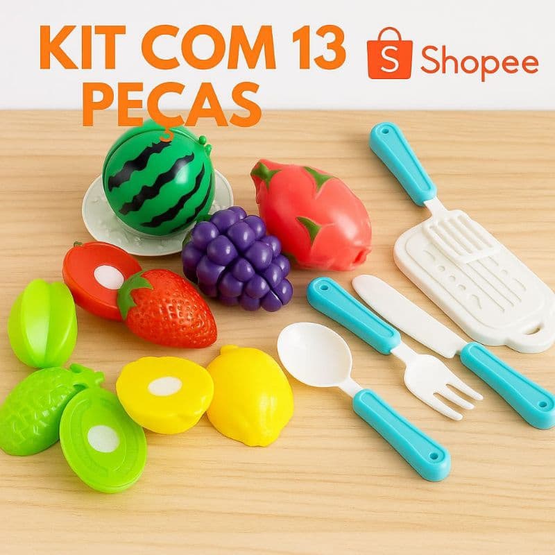 Kit Frutinhas  de Brinquedo com Velcro - 13 Peças - Brinquedo Infantil