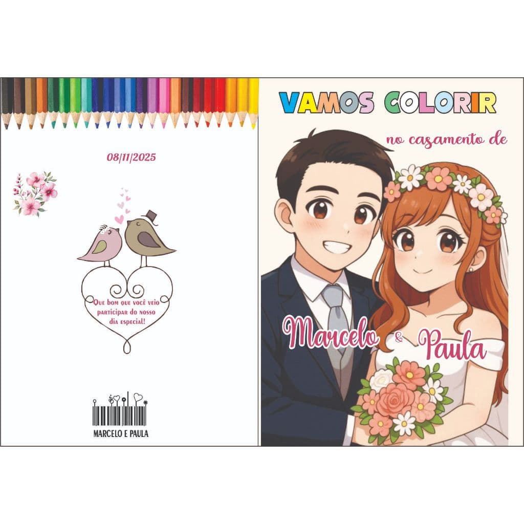 20 Livrinhos para Colorir Tema Casamento (personalizados)