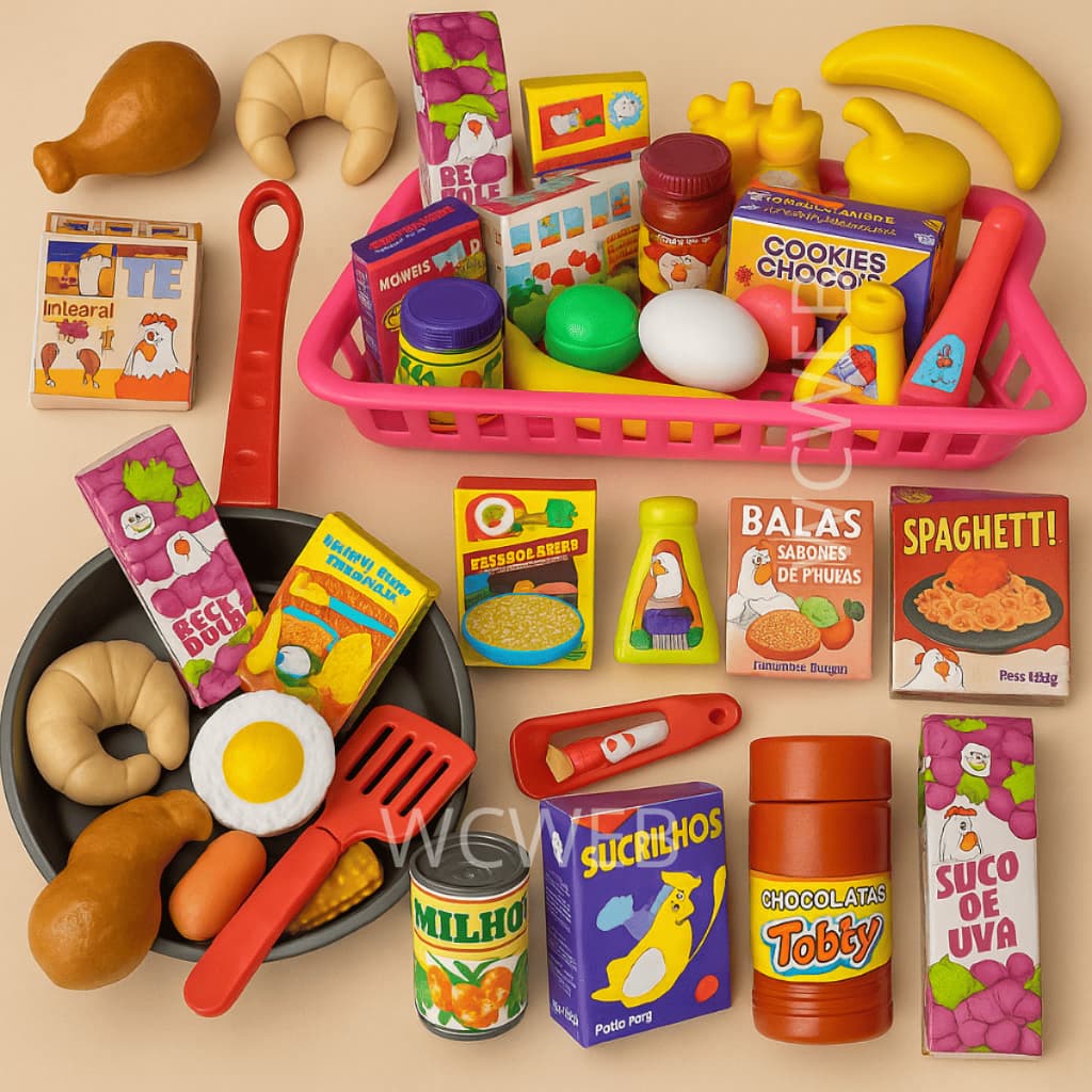 Kit Brinquedos Menina Menino 31 Pç Comidinha Infantil Mercadinho Comidas Panelinha Brinquedo Cozinha