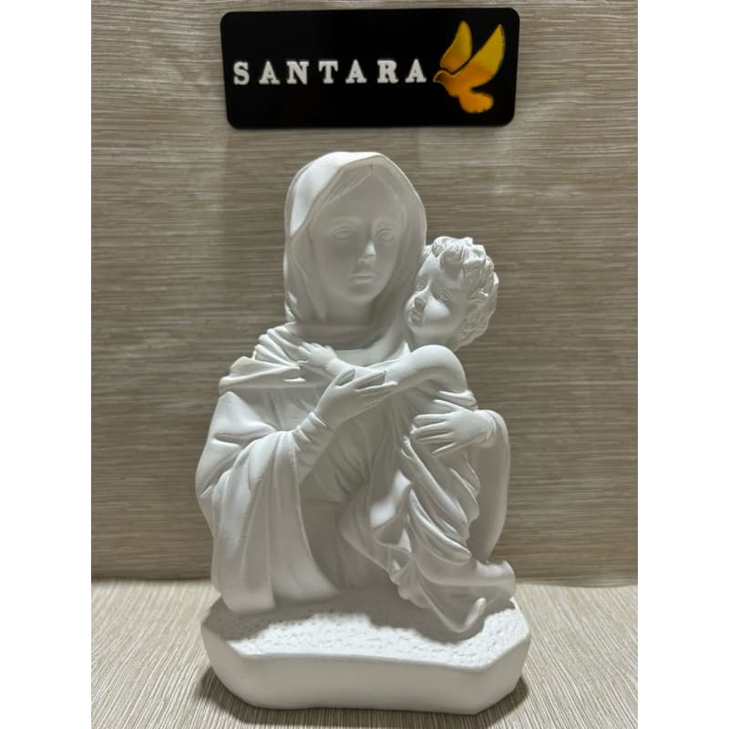 Escultura Mãe Rainha Busto 17 cm Gesso Cru