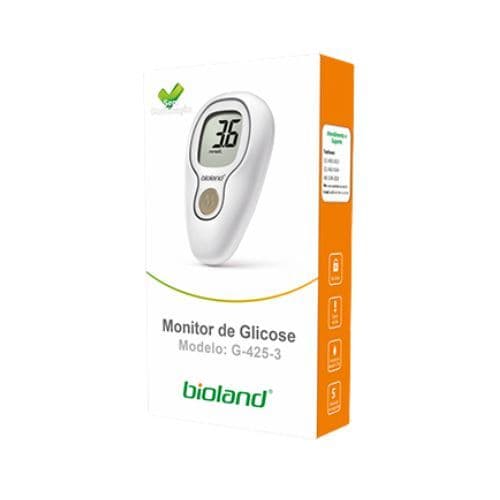 Kit Aparelho de Glicose Bioland G425-3 com 25 Fitas + 25 Lancetas + Lancetador + Bolsa
