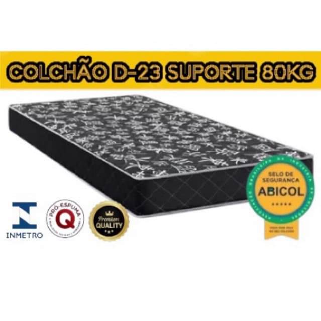 COLCHÃO SOLTEIRO D23 DE ESPUMA DE SOLTEIRO NA COR PRETA