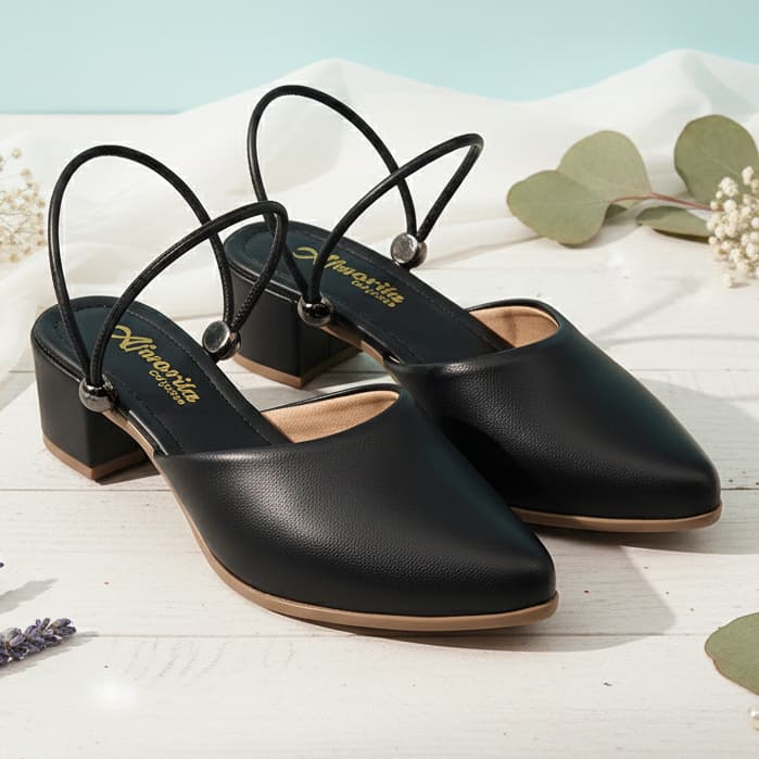 Salto Mule 2 em 1 Tamanco  Feminino Bico Fino, Linha Conforto