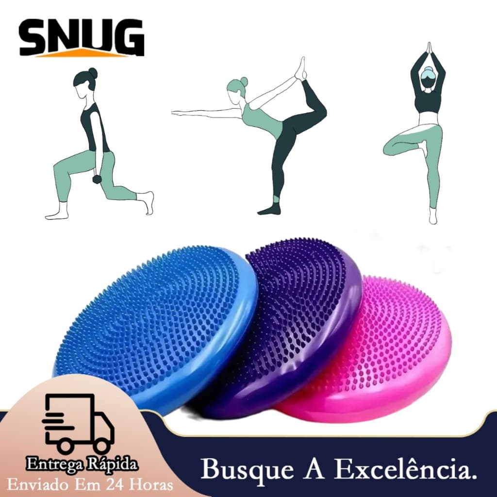 Disco De Equilíbrio Inflável Pilates Yoga Fisioterapia Fitnes 33cm Com Bomba Inflável 150kg