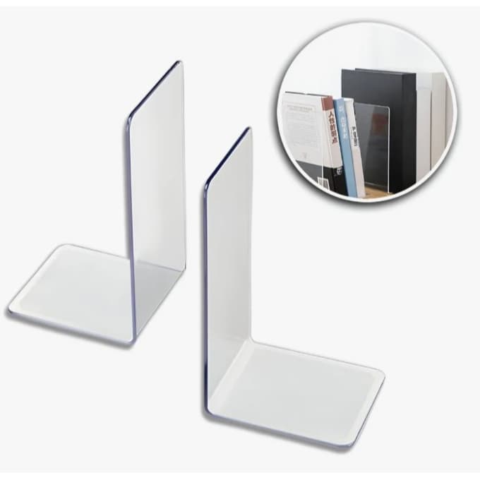 Bibliocanto Apoio De Livros Suporte Lateral Acrílico Cristal Estante Rack Balcão Vitrine