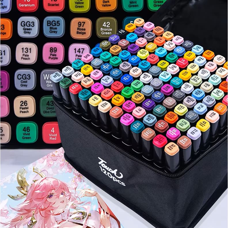 PROMOÇÃO Kit 48 Peças Caneta Marcadora Com Ponta Dupla Para Colorir Canetinhas Pintura Bobbie Goods