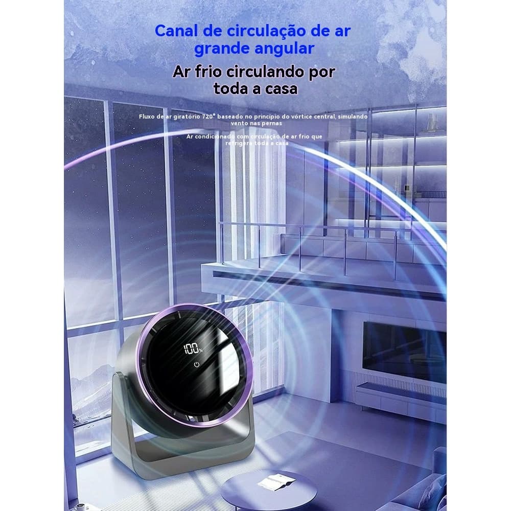 Ventilador de mesa para quarto, escritório, ciclo de trabalho，Portátil Com Display Led