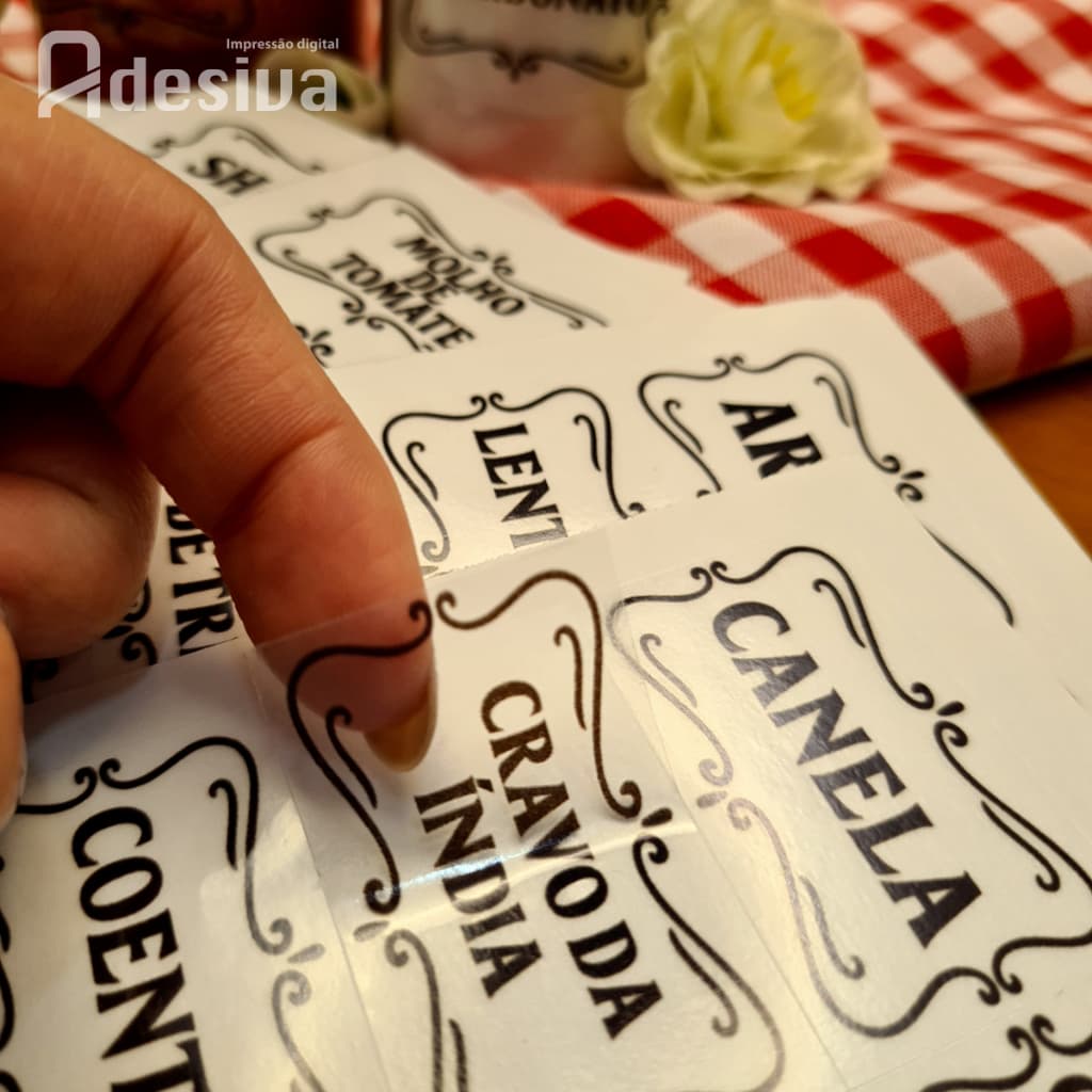 Kit 90 Adesivos para Potes Temperos – Etiquetas Organizadoras de Mantimentos 5x3cm em Vinil