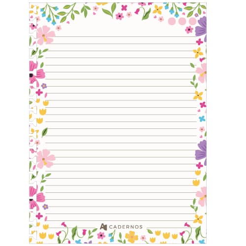 Refil Decorado Primavera P/ Caderno AD C/ 50Fls 90g/m² Tamanho Colegial