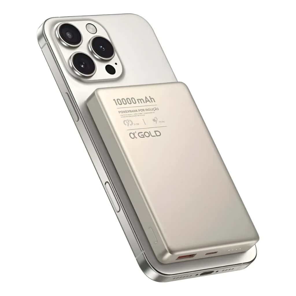 Carregador Indução Portátil Para iPhone Powerbank 10000mah