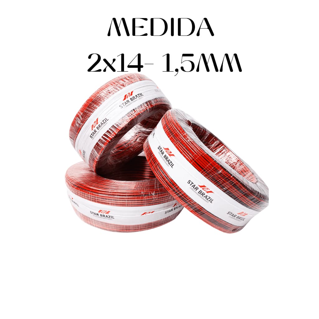 Cabo Som Pararelo 2x14 1,5mm Bicolor 2 vias  5-10-25 metros
