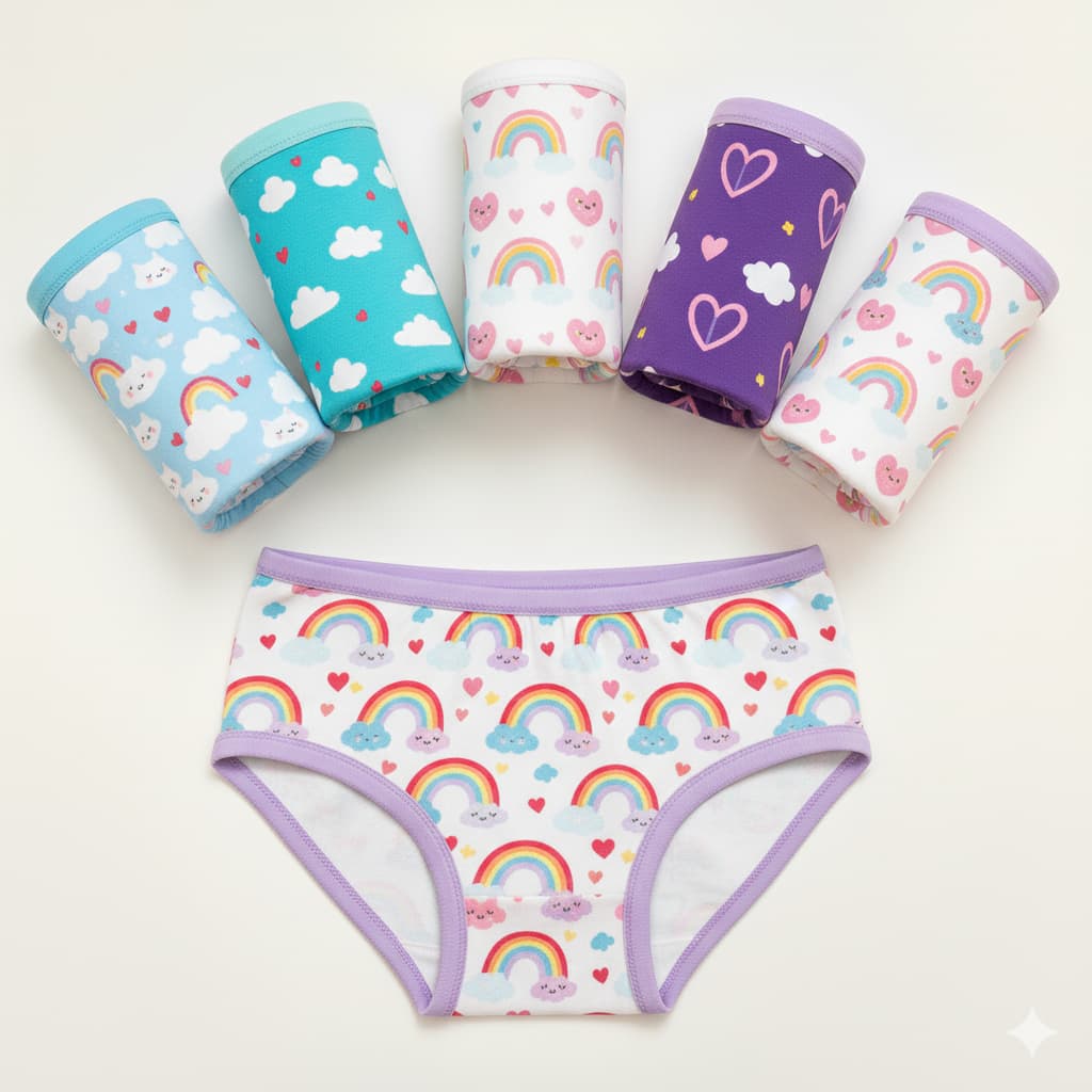 Kit Calcinha Tanga 100% Algodão Infantil Lateral Larga 1 até 10 anos