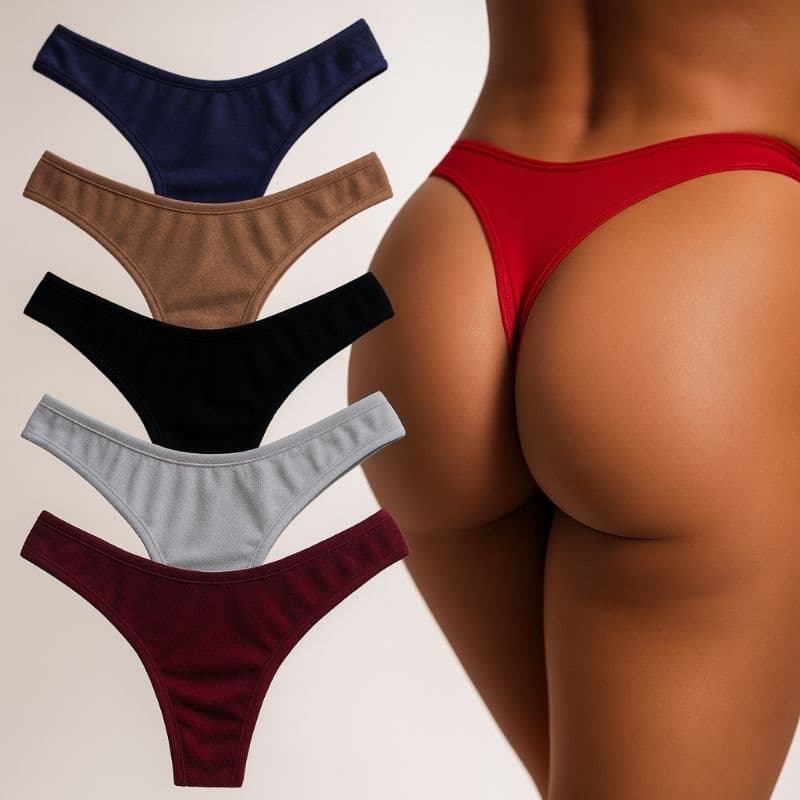 Kit 5 Calcinhas Fio Dental em Algodão Não Marca Calcinha Sexy Confortável Revenda
