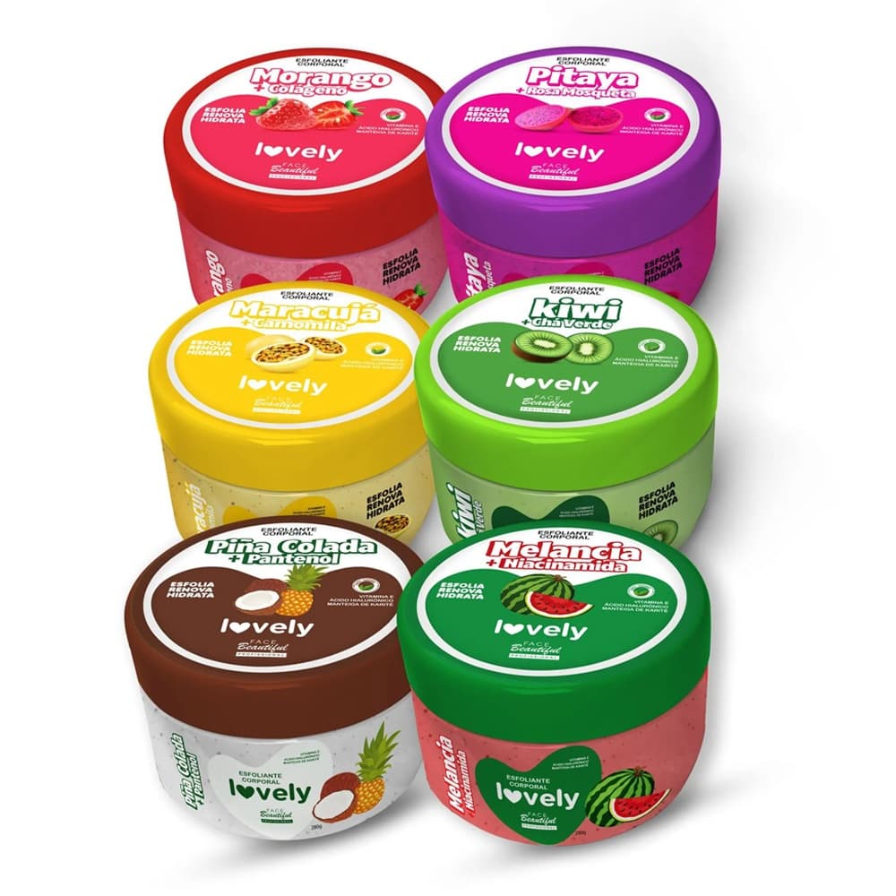 Kit Esfoliantes Corporais Com Cheirinho de Fruta Lovely Face Beautiful 280g