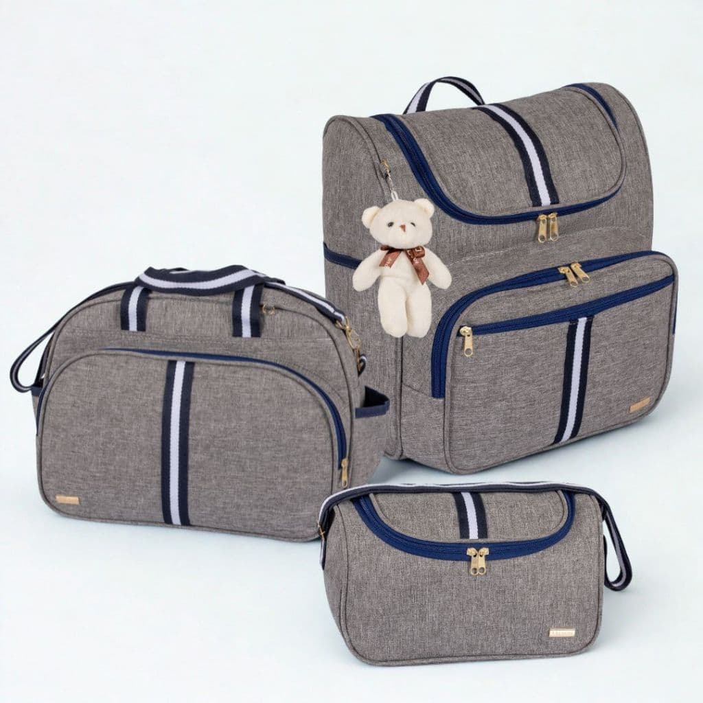 Kit Bolsas Maternidade 3 Peças C/ Mochila 2 em 1 faix luxo Bolsa G Bolsa P e Mochila G Infantil AMOR