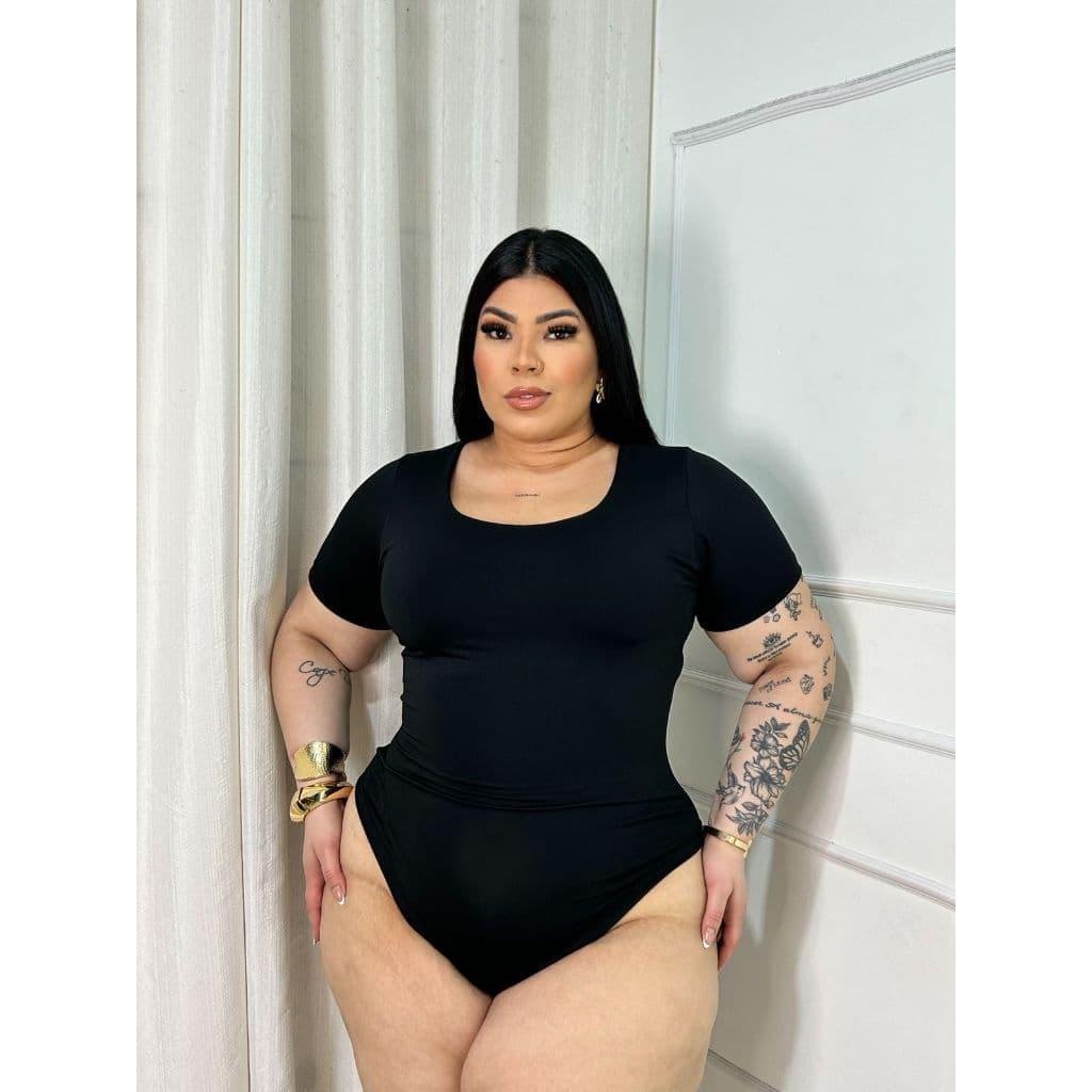 Body Decote U Feminino Plus Size em Tecido Suplex - Confortável e Modela o Corpo