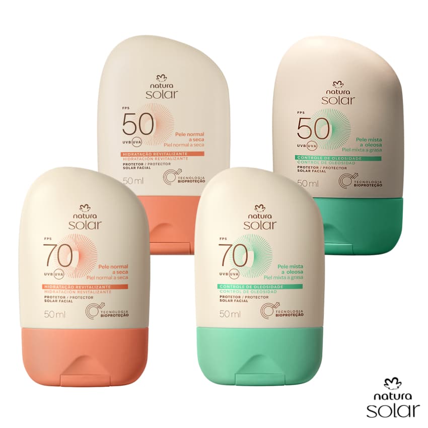Protetor Solar Facial Natura Solar FPS 50 ou FPS 70 - 50ml: Pele Mista a Oleosa ou Pele Normal a Seca (a escolher)