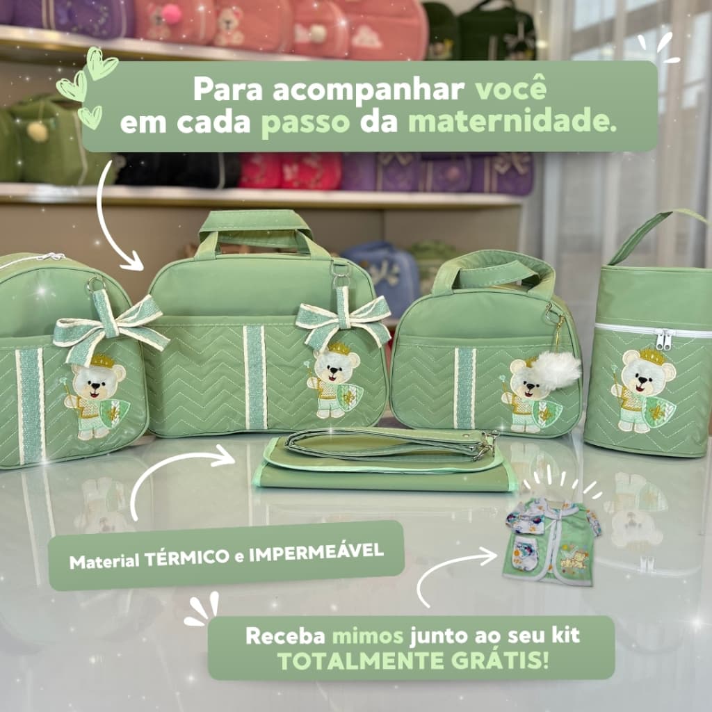 Kit Bolsa Maternidade Completo com 5 peças para Meninos/Meninas