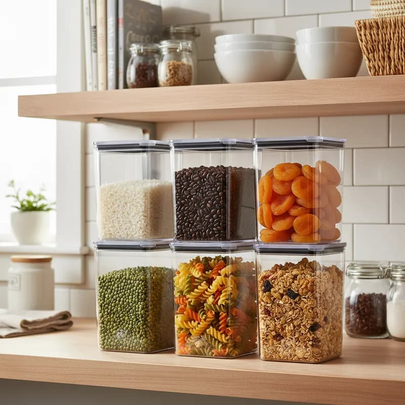 Jogo com 6 Potes Hermético 1,1 Litro Armazenar Alimento Organizar