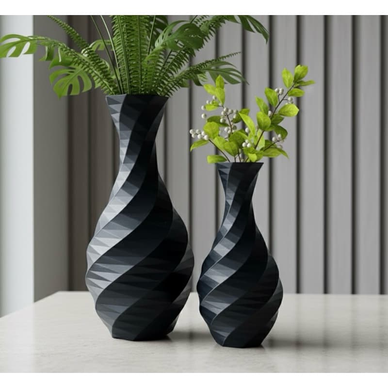 Kit 2 Vasos Decorativos Geométricos Impressão 3D - Varias Cores