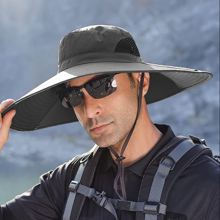 Chapéu de Sol Unissex Verão -Malha Respirável Poliéster, Aba Grande 12cm, Proteção Solar Uso Externo