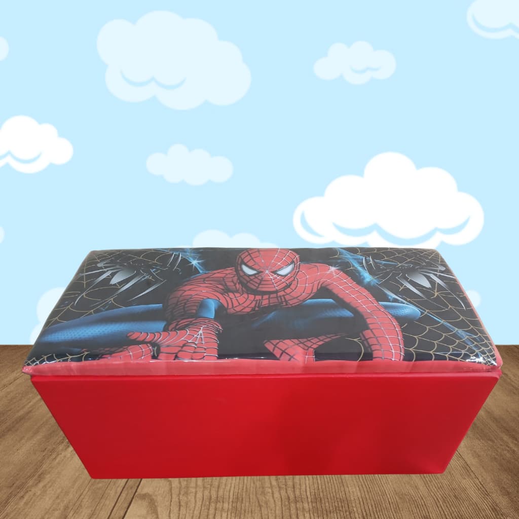 Baú infantil Homem Aranha puff baú guarda brinquedos 90 cm decorado puff organizador