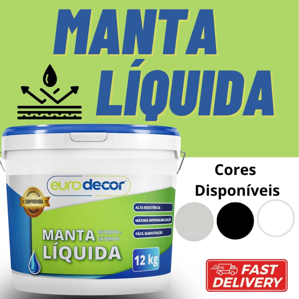 Manta Líquida 3,6kg Ou 12kg Emborrachada Impermeabilizante Eurodecor Várias Cores