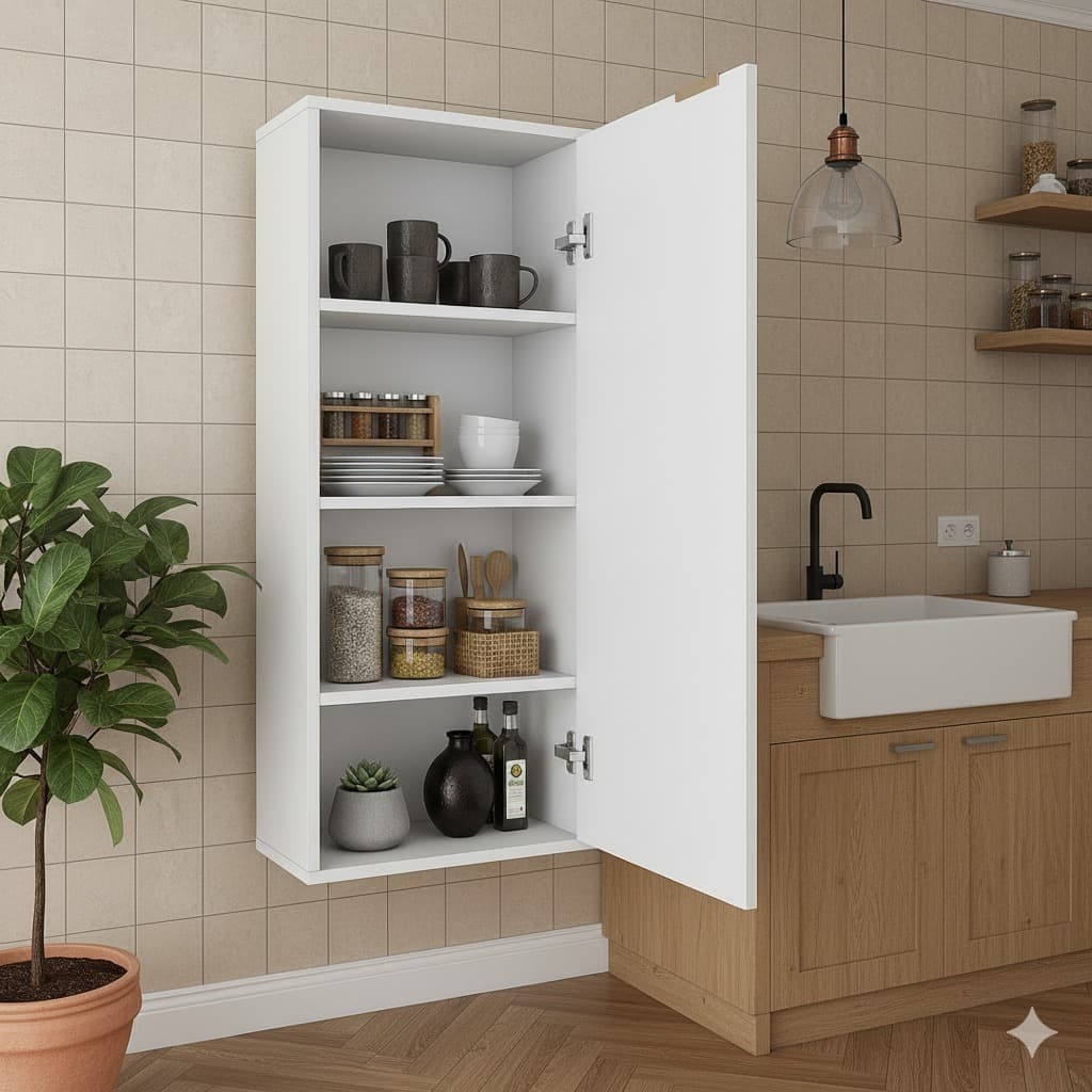 QUEIMA DE ESTOQUE - Armário Multiuso Aéreo com 3 Prateleiras e 1 Porta – Ideal para Cozinha