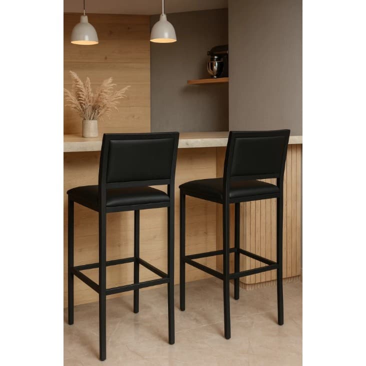 Banqueta Viena Alta com Encosto Assento Corino e Estrutura Em Aço Carbono Diversas Cores