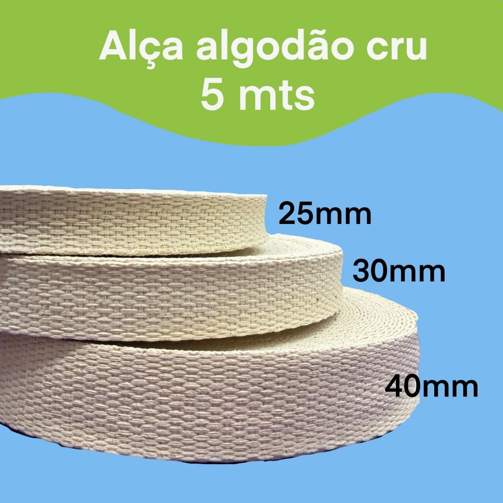 Alça de algodão cru 5 metros (Ecobag) - para bolsas e mochilas